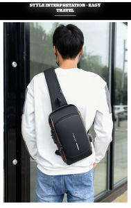 Sling Bag for Men Women Waterproof Crossbody Bag with Combination Lock & USB Charging Hole Anti-theft Trendy Casual Shoulder Bag Chest Bag Motorcycle Sports Travel