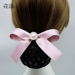 Professional Female Headdress Flower Nurse Stewardess Bank Hotel Front Desk Hair Net Headdress Net Pocket Minimalist Updo Hair Accessories Bows