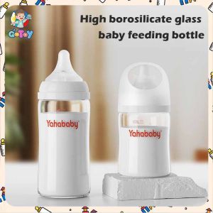 YAHABABY Glass Baby Feeding Bottle Wide Neck 0-12 Months Heatable Bottle Anti-Colic