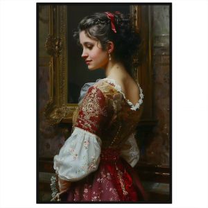 Tranh treo tường tranh dán tường chân dung cô gái đẹp cổ điển Châu Âu sơn dầu in canvas. CGI - 395