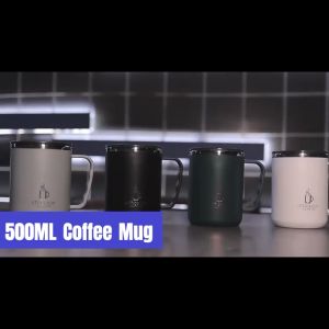 【Local】500ml 304 Stainless Steel Coffee Mug With Handle And Lid Cover  Double Vacuum Insulated Coffee Mug Hot And Cold Portable Large Capacity Stainless Steel Coffee Cup  Rewvvi