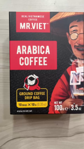 Cà phê rang xay phin giấy nhỏ giọt / túi lọc Arabica Mr Viet - Ground Coffee Drip Bag ( 10 gói/ hộp x 10g )