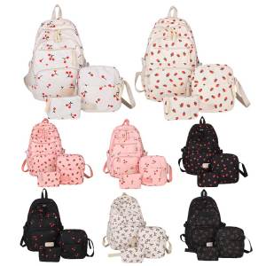 MOJOYCE Three-Piece Cute Backpack Large Capacity Laptop Backpack Multi Pocket Versatile Nylon Backpack Outdoor Backpack