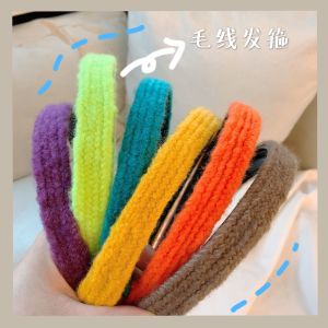 Colorful Candy Shade Thin Plush Hairband Versatile Gentle Facial Wash Hair Clip Autumn Winter Simple Adorable Knitted Headband