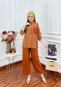 SETELAN WANITA RAYON/ONE SET RAYON TERBARU/BAJU SETELAN WANITA TERBARU 2024/setelan motif salur