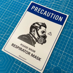 Precaution Please Wear Respirator Mask. Premium Sticker. Warning. Sign Label Notice Signage. Laminated Waterproof Scratch Resistant. Suitable for Indoor and Outdoor.