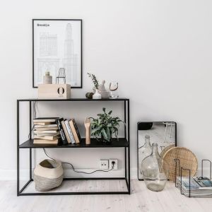 Nordic Simple Iron Art Storage Rack Display Cabinet Entrance Table Long Rectangle Shape Home Decorative Item Showcase Side Table