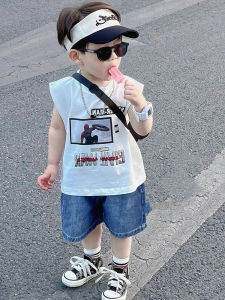 Children's Casual Sleeveless Vest Set: Cartoon Design Baby Fashionable Summer Clothes Boys Top with Pants Two-Piece Suit
