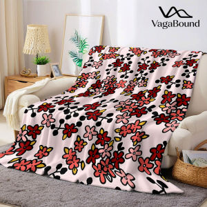 BILIBILI | pink red ditsy floral Flannel Blanket Warm Soft Halloween Christmas Decorative Couch Warm Cozy All-Season Gift