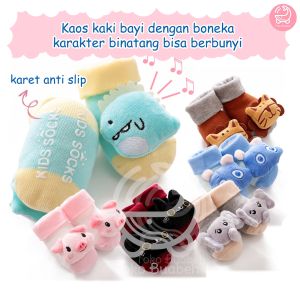Mai Baby Kaos Kaki Bayi Bisa Berbunyi Ada Boneka Muka Binatang Pendek Anti Slip Kliningan Newborn