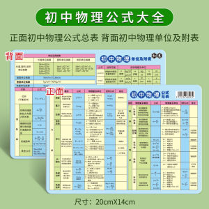 Junior High School Physics Formula Sheet Complete Collection Mathematical Chemistry English Knowledge Summary Card Shorthand Brochure