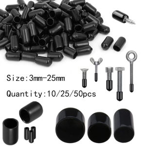 10-50pcs Threaded End Caps 3-25mm PVC Rubber Pipe Cap Screw Protector for Plastic Tube Steel Hub Push-in Plug