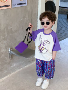 Boys Summer Outfit Loose Short Sleeve Mosquito Proof Cartoon Baby Two Piece Set Comfortable Breathable Clothing for Kids