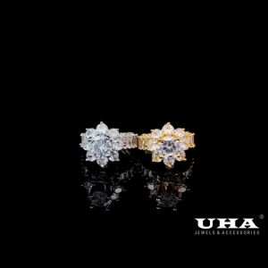 N1271 Nhẫn nữ đính đá bagutte cao cấp sáng lấp lánh UHA