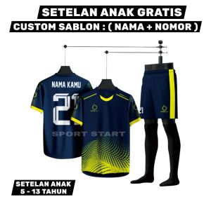 [ GRATIS REQUES SABLON NAMA DAN NOMOR PUNGGUNG ] Stelan Baju Bola Anak Jersey Futsal Anak Laki Baju Olahraga Anak Kaos Sepak Bola Kaos Badminton Anak Laki Laki dan Perempuan Usia 5 - 13 Tahun