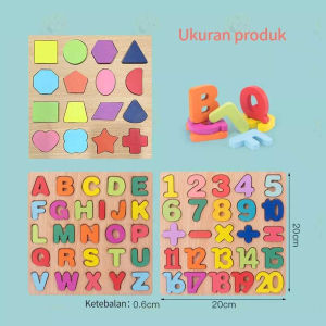 puzzle kayu edukasi anak alphabet geometrik angka