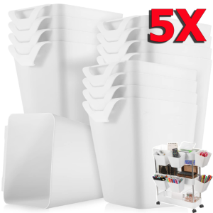 5Pcs Kitchen Storage Container Cup with Hook / Rolling Cart Accessories Hanging Storage Bins / Trolley Accessories Hanging Buckets