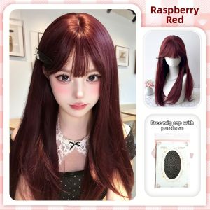 SHANGE | Cosplay Halloween Red Long Straight Human Hair Full Wig