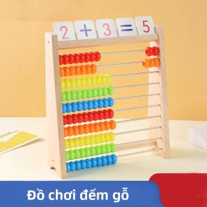 Cầu Vồng Bằng Gỗ Bàn Tính Đồ Chơi Đếm Montessori Toán Giáo Dục Học Tập Hạt Cho Bé 3-12 Tuổi Ngoài Ra Hoạt Động Trừ