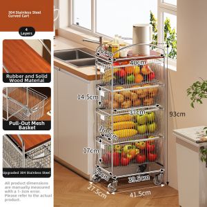 Multipurpose Large Capacity Kitchen Storage Rack With Wheels