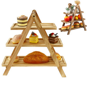 3 Tiers Wooden Cake Stand Multifunctional Food Serving Tray Cupcake Display Stand Detachable Dessert Party Organizer Tray