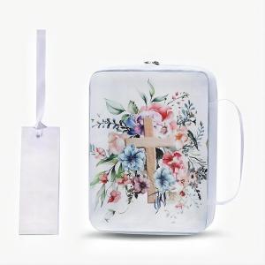 Bible Cover Floral Bible Case With Handle & Pocket Bible Book Case Carrying Organizer Bag With Bookmark For Girls Catholic