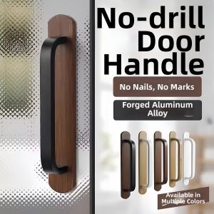 FEIZHUXIANSEN | No-drilling Adhesive Door Handle Wood Finish