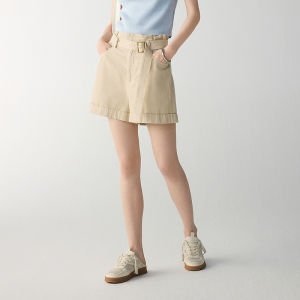 High Waist Cotton Casual Wide Leg Flower Bud Pants Womens Short Shorts MSLAN Spring Summer Fashionable Small Stature