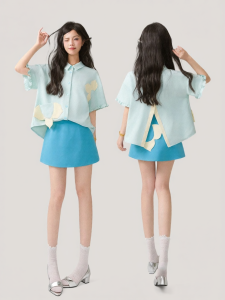 KEIKO | Design Unique Drape Wrinkle-resistant Loose Casual Short Sleeve Shirt