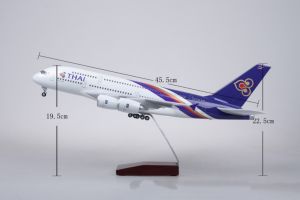 1:160 Scale Aircraft Thai Airways A380 Resin 47cm Airplane Model With wheels base Light collectible aircraft Aviation Enthusiast
