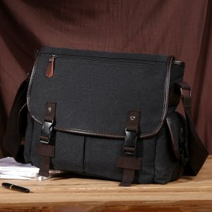 กระเป๋าสะพายข้างผ้าแคนวาสทรงพับสำหรับผู้ชายและผู้หญิง ความจุขนาดใหญ่ กระเป๋าสตางค์แบบลำลอง สไตล์งานวิศวกรรม กระเป๋าสตางค์แบบมีสายสะพายข้างแบบลำลองสำหรับใส่ iPad