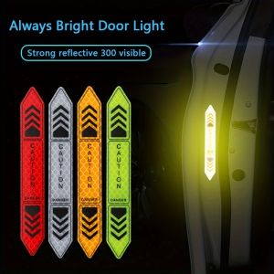 4pcs New Car Safety Warning Reflective Stickers High Brightness Reflector Car Door Opening Safety Warn Mark Sticker Decals hot