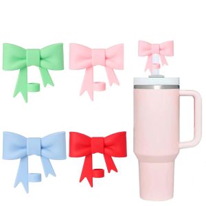 Reusable Bowknot Plug Bow Straw Cap Covers Toppers For Cups 30&40 Oz Tumbler Silicone Accessories Dust-proof Straw Tips