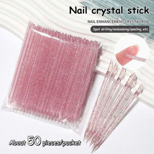 50PCS Reusable Crystal Stick Cuticle Remover Tool Multifungsi Stick Pusher Glitter Crystal Akrilik/Stick Pendorong kutikula Nail Art Manicure Pedicure/Stick Cuticle Remover Tool Cure Nail Art-🌹Tamia