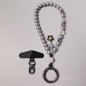 Fashionable Short Phone Strap Handmade Beads Womens Style Travel Outdoor Teahouse Floral Decorative Lanyard Universal Phone Case Keychain Pendant