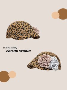 Trendy Decorative Flower Small Face Enhancing Artist Cap
