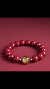 Cinnabar Bead Bracelet with Lucky Coin Charm Protection Amulet Positive & Energy Wealth Attraction