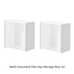 FaSoLa | Wall-Mounted Organizer Box for Q-tips Cotton Pads Floss Flip Top Design Bathroom