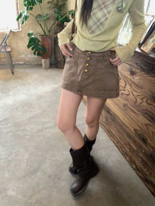 American Retro Low-waist A-Line Skirted Shorts