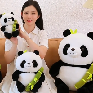 25cm Panda Stuffed Animals 2 in-1 Panda and Bamboo Plush Toys Set Panda Stuffed Toy Gift Panda doll for kids