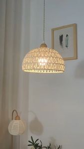 Pendant Light Hemp Rope Chandelier Rustic Retro Woven Rattan Hanging Lights Simple Creative Bohemian Ceiling Lamp For Restaurants Teahouse Bedroom Dinning Living Room Cafe Childrens Room Kitchen Indoor Decor Drop Light 