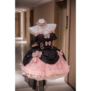 Lolita Sweet Style Short Dress Black Rose Print Strapless Princess Skirt High Waist Fishbone Design Party Wear Spring Summer Autumn Winter