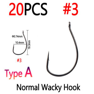 20pcs #4 ~ 3/0 High Carbon Steel Wacky Hooks Luminous Drop Shot Hook Crank Worm Fishhook CatFish Trout Pike Sea Fishing Tackle