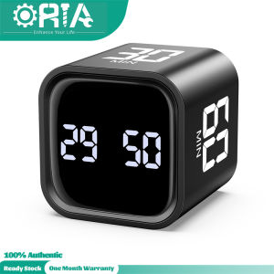 ORIA Upgraded Digital Timer Rotation Timer Auto 5/10/30/60 Minutes and Custom Countdown Rechargeable Productivity Cube Timer with Adjustable Alarm Volumer for Kids TasksWorkStudyKitchen Cooking