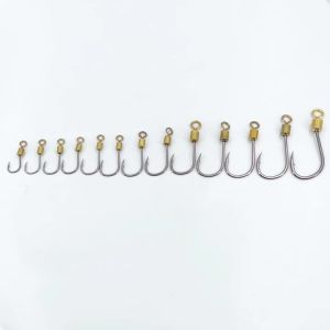 10PCS #4- #16 High Carbon Steel 360° Rotating Swivel Hook for Freshwater Saltwater Fishing Metal Spoon Minnow Lure Worm Hooks