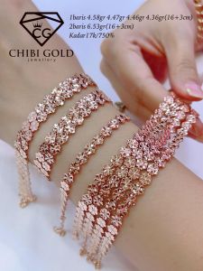CHIBI GOLD - GELANG  tangan rantai bunga750 kadar 117k