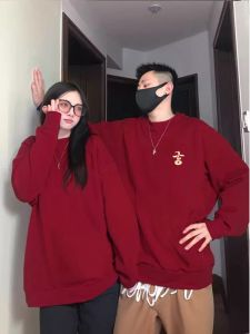 2025 Snake Year Mens Long Sleeve Fleece Lined T-shirt round Neck Sweatshirt Casual Loose Fit Teenager Fashion Autumn Winter