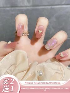 MONLEYTA | Nhựa giả móng tay ngắn thủ công mùa thu đông cao cấp Mô hình móng tay hình trái tim màu sắc mềm mại có sẵn
