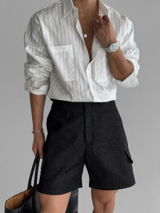 DAVID&ME | Pocket Design Mens Spring Summer Casual Shirt with Fine Texture