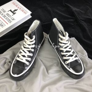 Classic Black High Top Canvas Shoes Womens Spring 2025 New Style Student Versatile Korean Version Cross Buckle Breathable